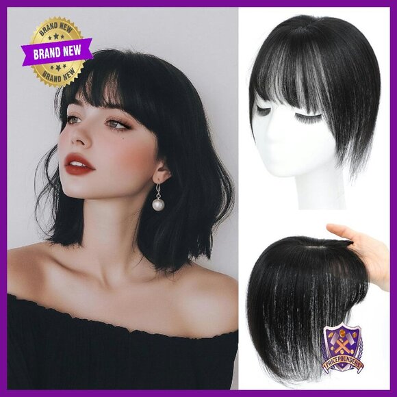 Real Human Hair Topper with Wispy Bangs for Thinning Hair Coverage main image 5